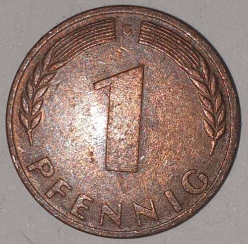 1950 G - 1 PFENNIG - ONE PFENNIG - GERMANY - FEDERAL REPUBLIC - (Copper Plated Steel)